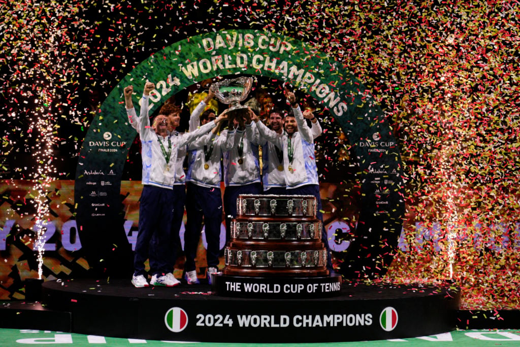 Team Italy celebrate after winning the 2024 Davis Cup