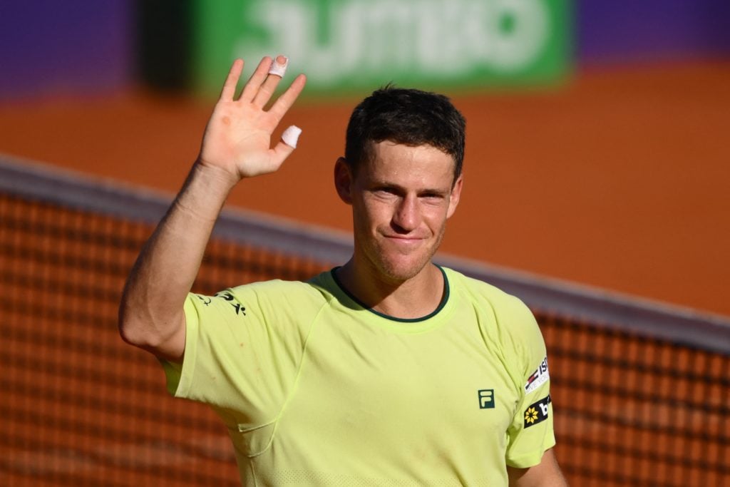 Diego Schwartzman waves during the 2025 Argentina Open