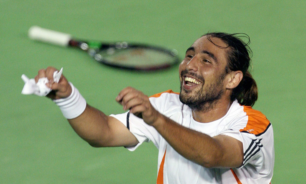 Cyprus' Marcos Baghdatis celebrates afte