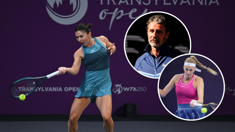 Simona Halep of Romania competes against Lucia Bronzetti of Italy during the WTA Tour Transylvania Open singles match in Cluj Napoca, Romania, on F...