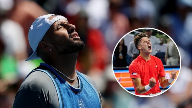 Main: Nick Kyrgios with an inset of Miami Open winner Jakub Mensik