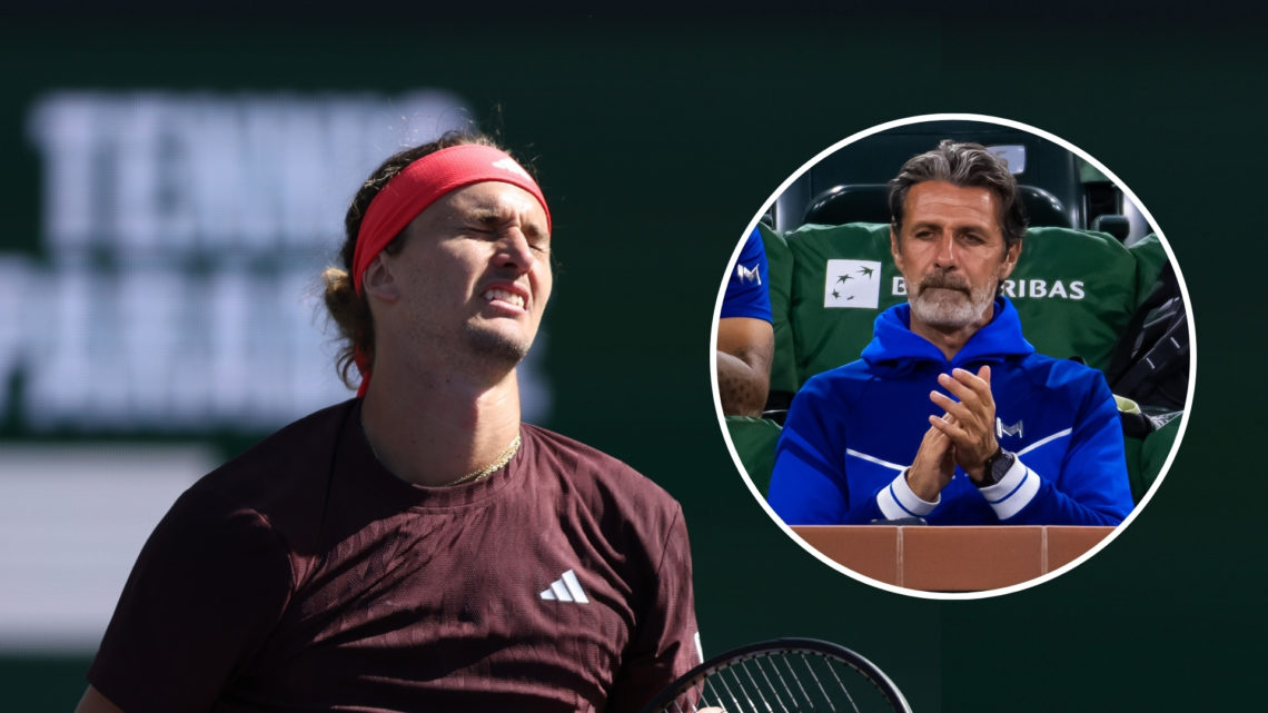 Alexander Zverev of Germany react against Tallon Griekspoor of the Netherlands during the second round of the BNP Paribas Open at Indian Wells Tenn...