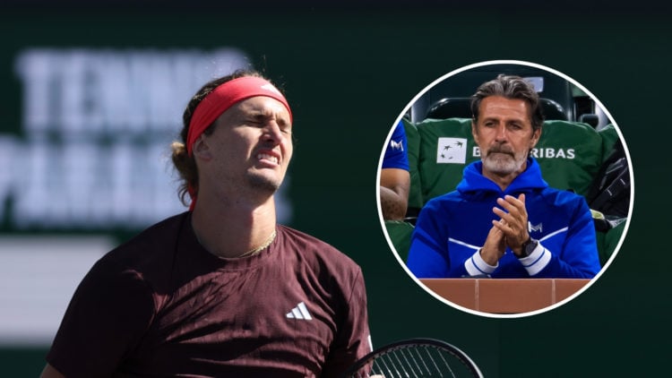 Alexander Zverev of Germany react against Tallon Griekspoor of the Netherlands during the second round of the BNP Paribas Open at Indian Wells Tenn...
