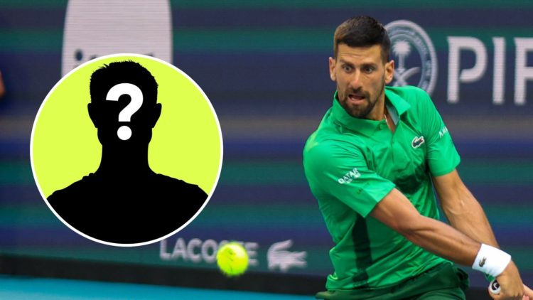 Novak Djokovic in action during a match against Lorenzo Musetti. Inset, a mystery player.
