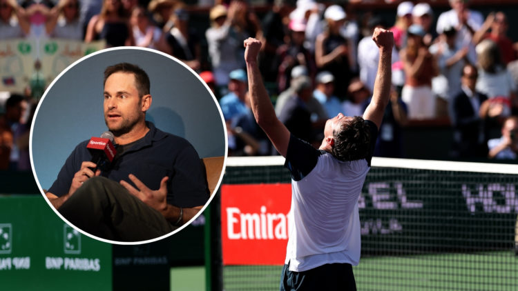 Jack Draper of Great Britain celebrates on his knees after his straight sets victory against Holger Rune of Denmark during the Men's Singles Final ...