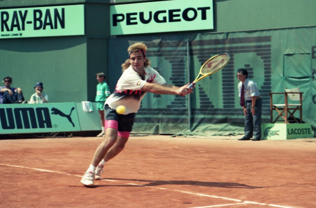 Andre Agassi during the 1990 French Open.