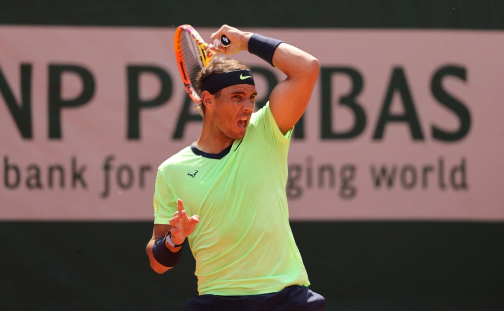 Rafael Nadal at the French Open in 2021.
