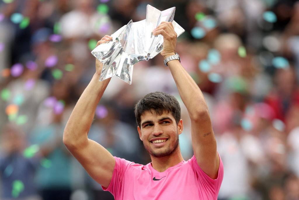 Carlos Alcaraz celebrates after winning Indian Wells in 2023