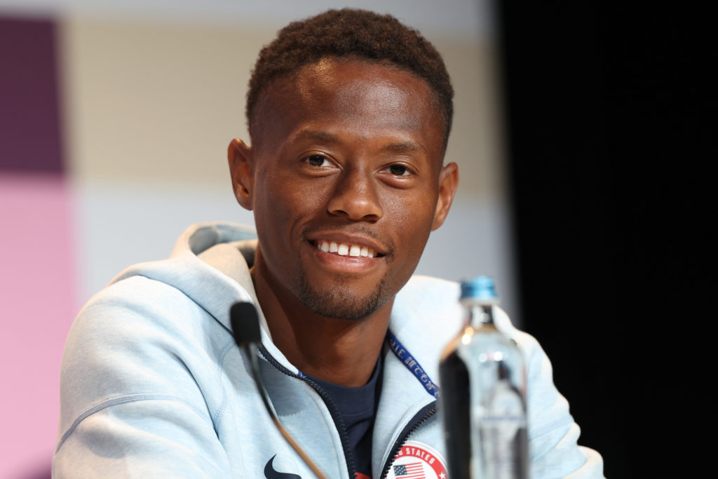 Christopher Eubanks at a press conference in Paris.