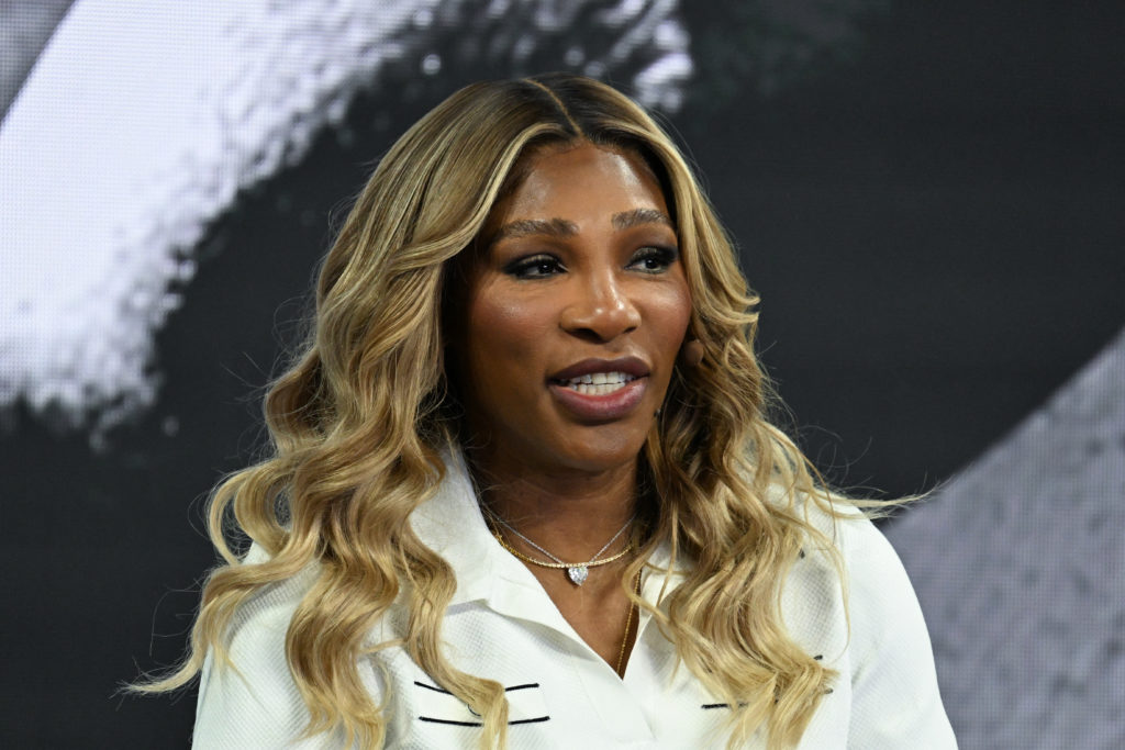 Serena Williams seen speaking at the FII Priority Summit in 2025