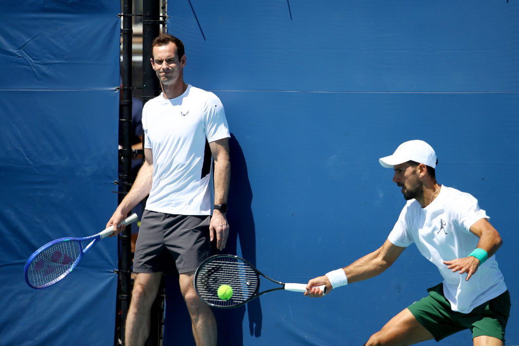 Andy Murray and Novak Djokovic at the 2025 Miami Open.