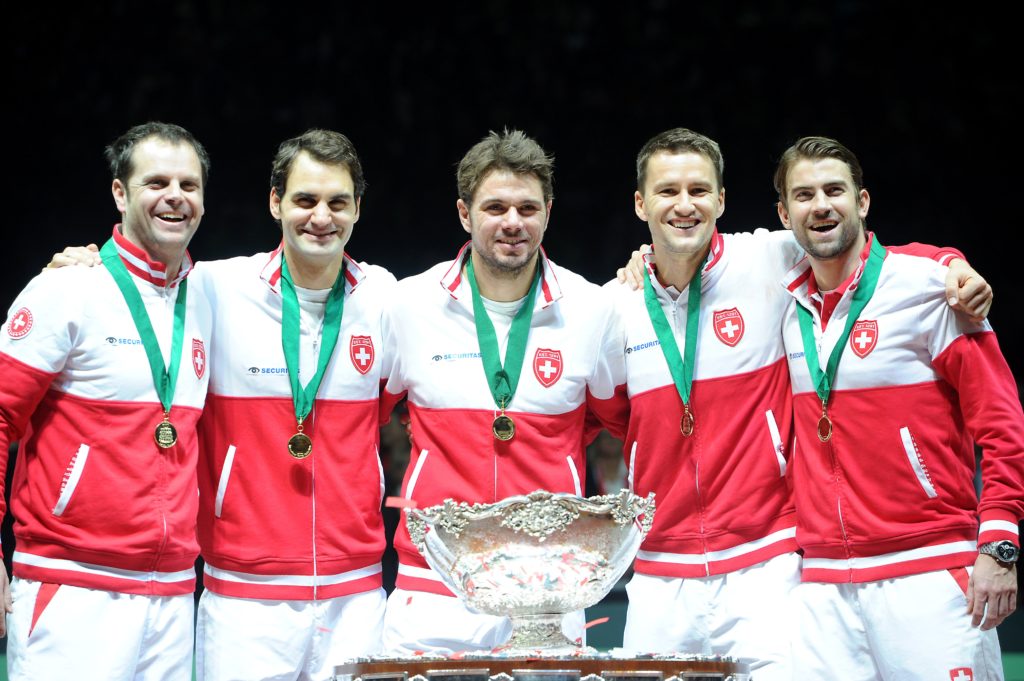 Switzerland's Davis Cup team in 2014.