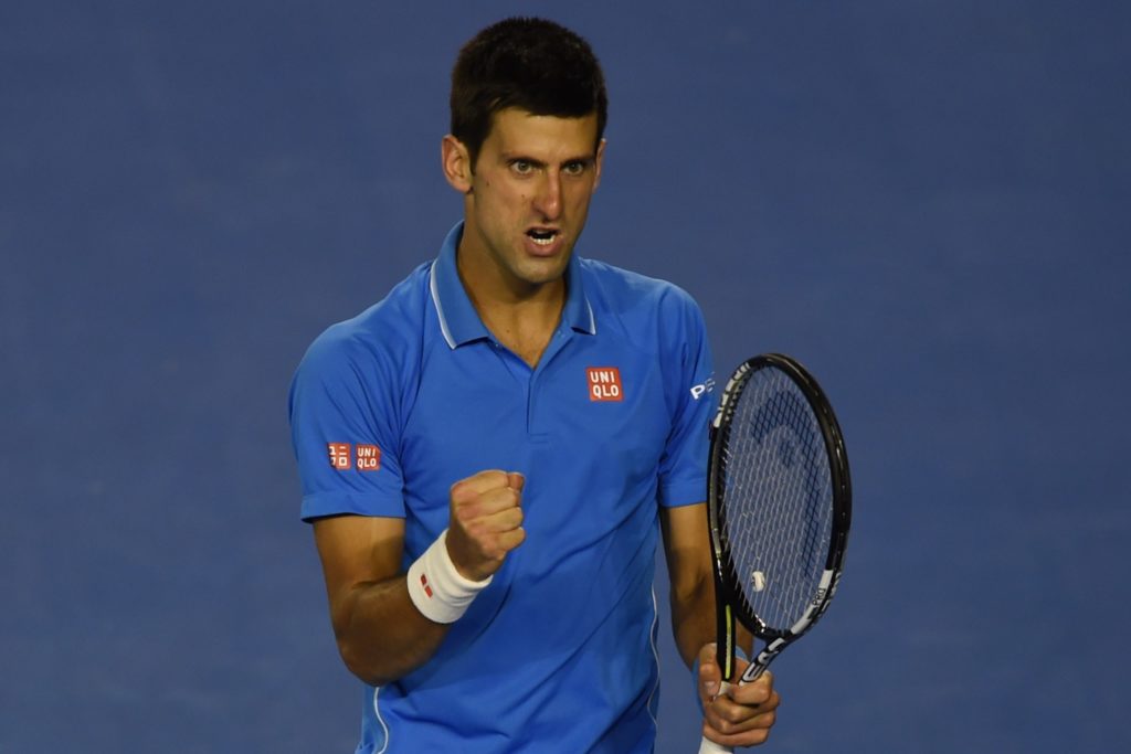 Novak Djokovic celebrates during the 2015 Australian Open final