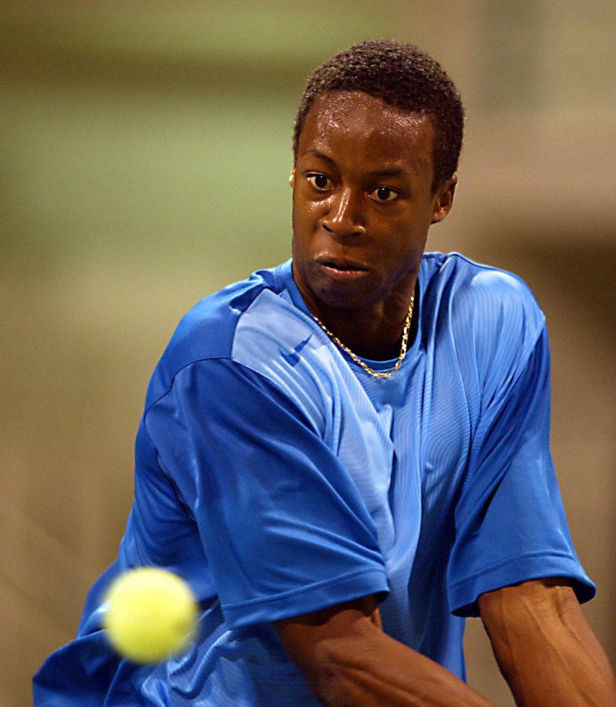 French Gael Monfils returns the ball to