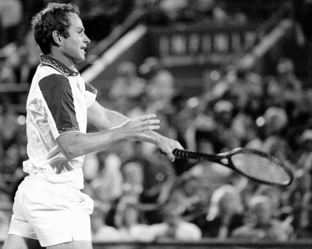 John McEnroe beats Michiel Schapers at the U.S. Open Tennis.
