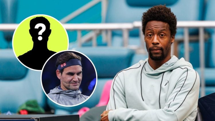 Gael Monfils of France waits for the courts to be dried after a rain delay against Sebastian Korda of the United States in the fourth round of the ...