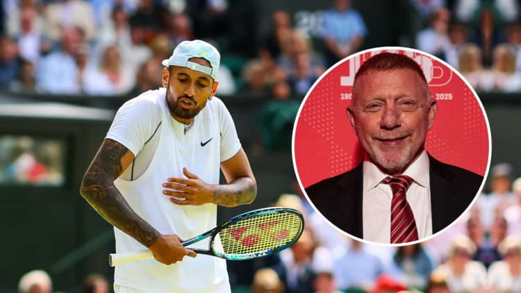 Nick Kyrgios of Australia looks in pain with a shoulder injury during his match against Brandon Nakashama of the United States during day eight of ...