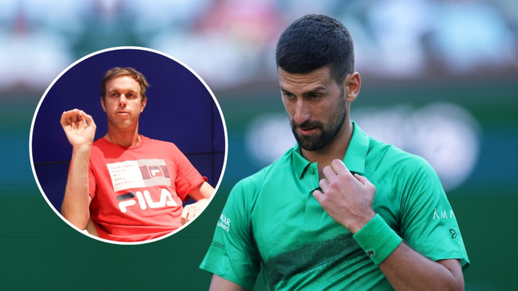 Novak Djokovic of Serbia shows his dejection against Botic van de Zandschulp of the Netherlands in their second round match during the BNP Paribas ...