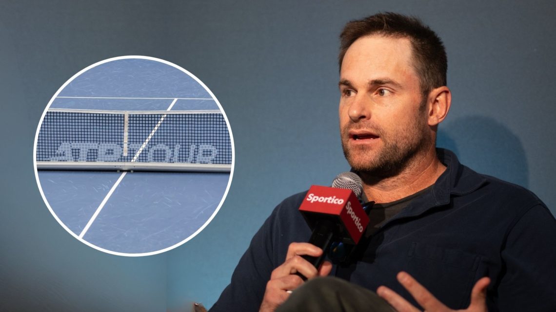 Andy Roddick at The Sportico House at SXSW held at Wanderlust Wine Co. Inset, the ATP Tour logo.