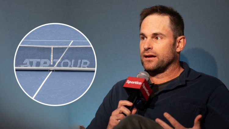 Andy Roddick at The Sportico House at SXSW held at Wanderlust Wine Co. Inset, the ATP Tour logo.