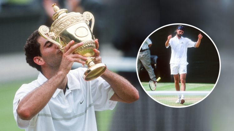 Pete Sampras of USA kisses the trophy after defeating Goran Ivanisevic of Croatia. Inset, Goran Ivanisevic of Croatia