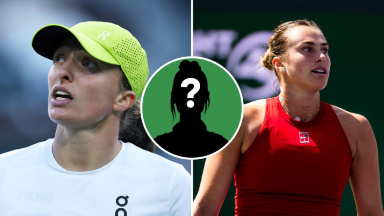 Split image of Iga Swiatek of Poland shows her frustration to the umpire during her three set defeat against Mirra Andreeva in their Semifinal roun...