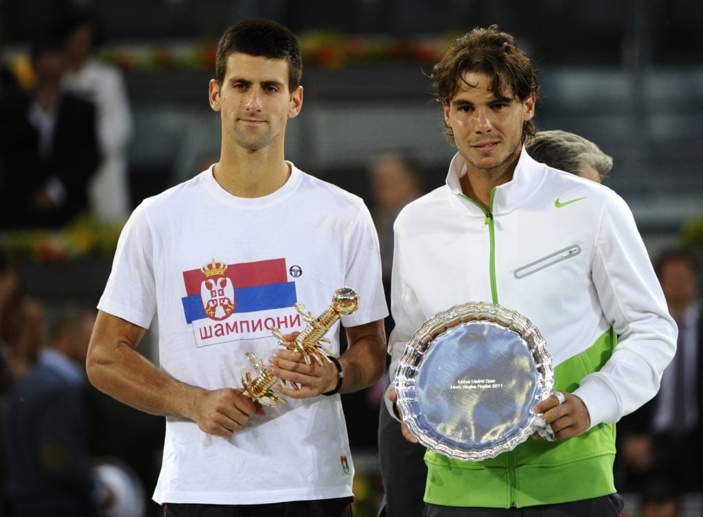 Serbian Novak Djokovic (L) and Spanish R