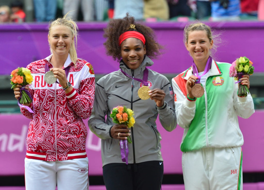 US Serena Williams (C), Russia's Maria S