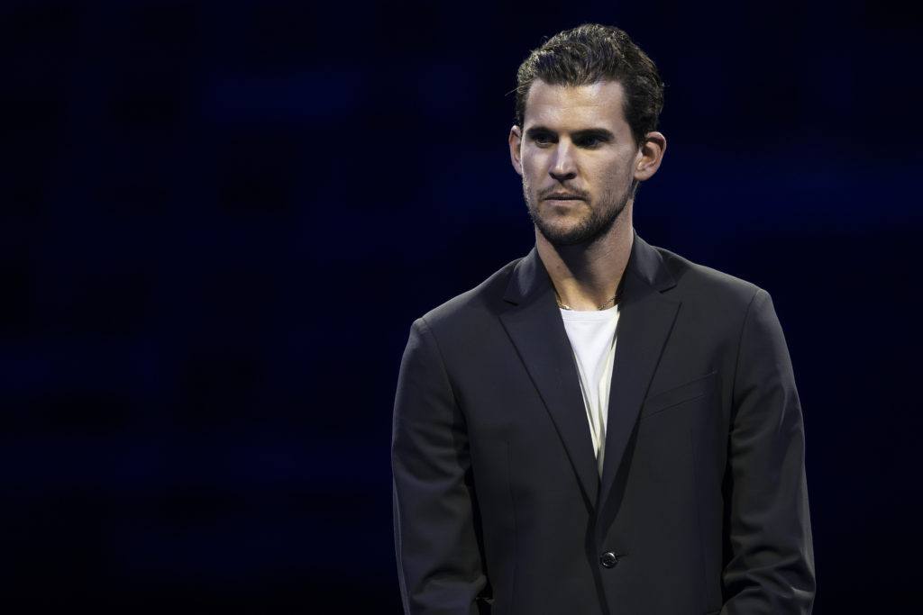 Dominic Thiem of Austria attends a retirement ceremony