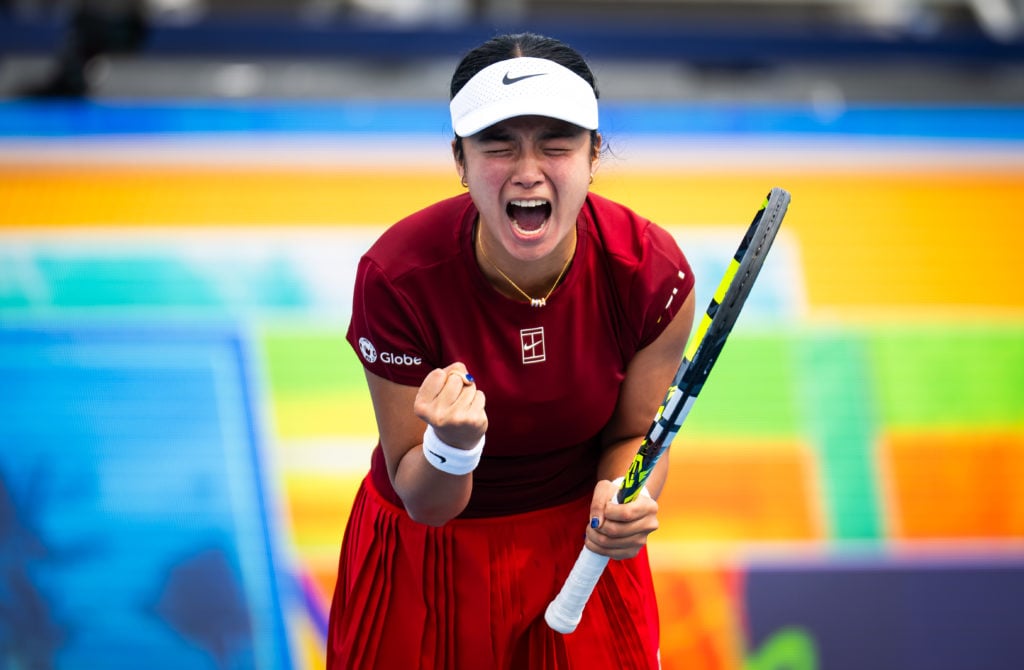 Alexandra Eala celebrates at the 2026 Miami Open