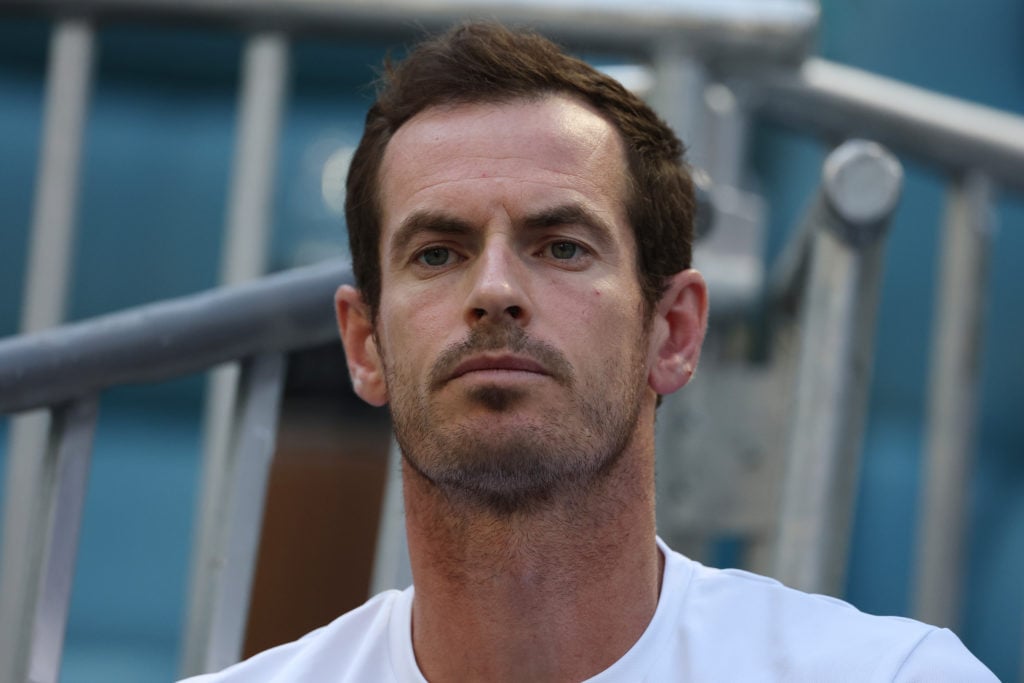 Andy Murray looks on during the 2025 Miami Open