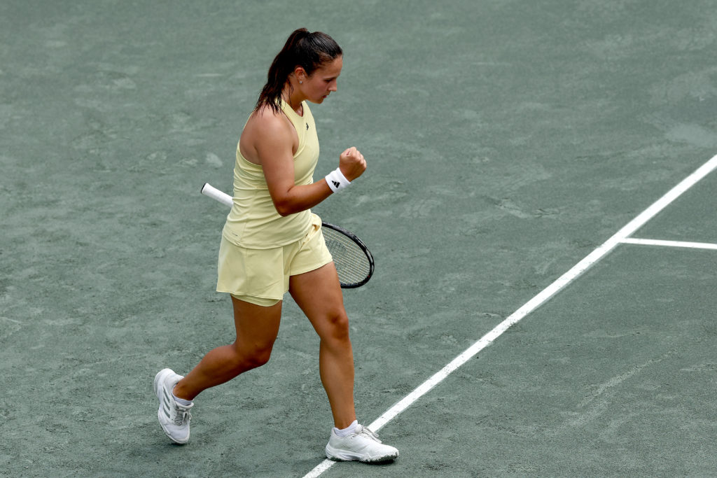 Daria Kasatkina celebrates at the 2025 Credit One Charleston Open