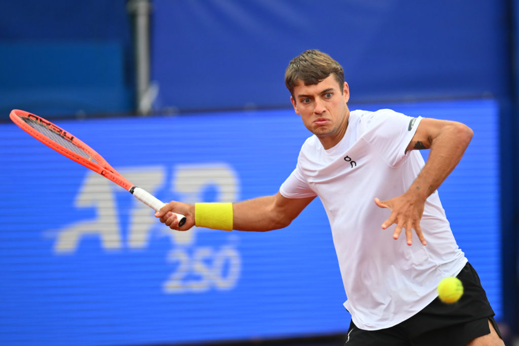 Flavio Cobolli in action at the 2025 Romanian Open