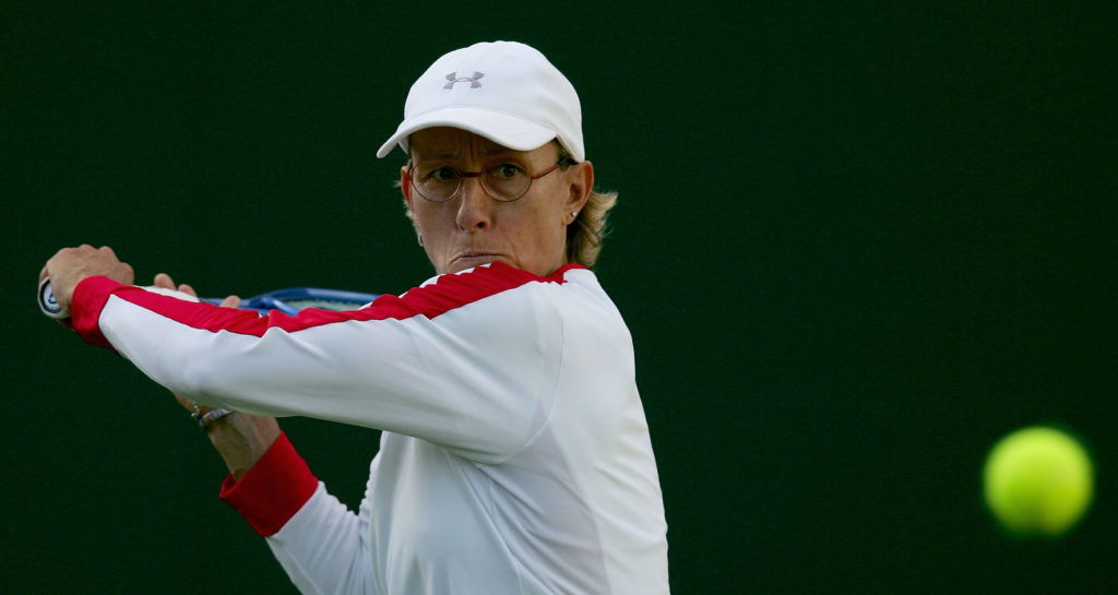Martina Navratilova of USA in action during her second round match against Gisela Dulko of Argentina at the Wimbledon Lawn Tennis Championship.