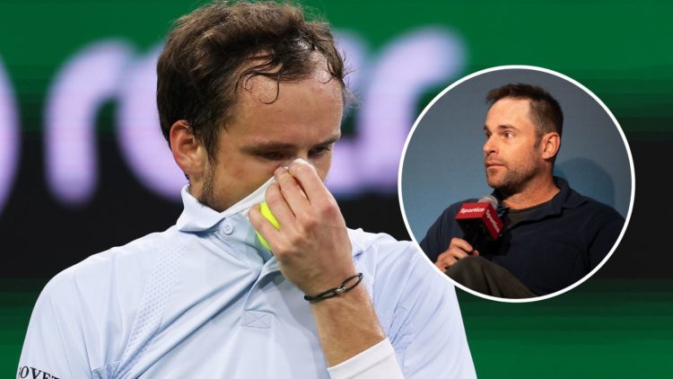Image of Daniil Medvedev with an inset of Andy Roddick