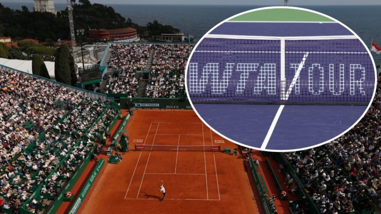 A general view of Court Rainier III as Alexander Zverev of Germany serves to Matteo Berrettini of Italy in the Men's Singles Second round match dur...