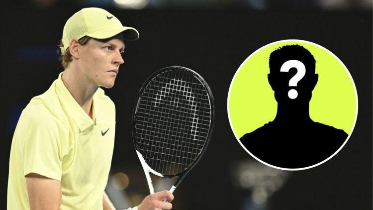 Jannik Sinner of Italy in action against Alexander Zverev of Germany. Inset, a mystery player.