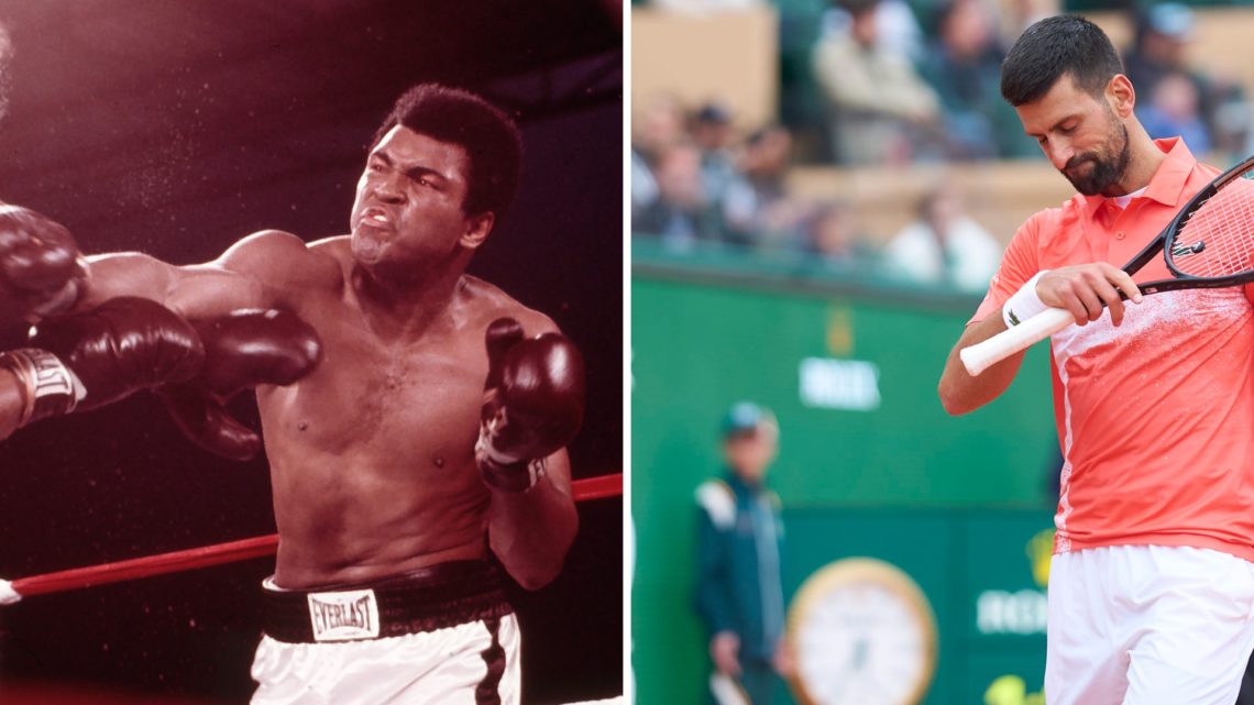 Left: The legendary Muhammad Ali and Right: Novak Djokovic at the Monte Carlo Masters