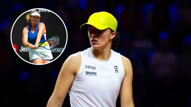 Iga Swiatek plays at the 2025 Porsche Tennis Grand Prix, inset CoCo Vandeweghe plays in Berlin in 2023