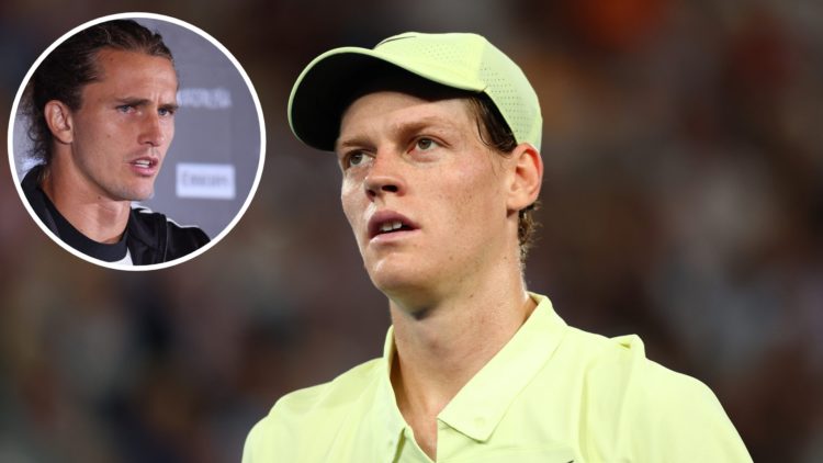 Jannik Sinner of Italy reacts in the Men's Singles Final against Alexander Zverev of Germany during day 15 of the 2025 Australian Open at Melbourne...
