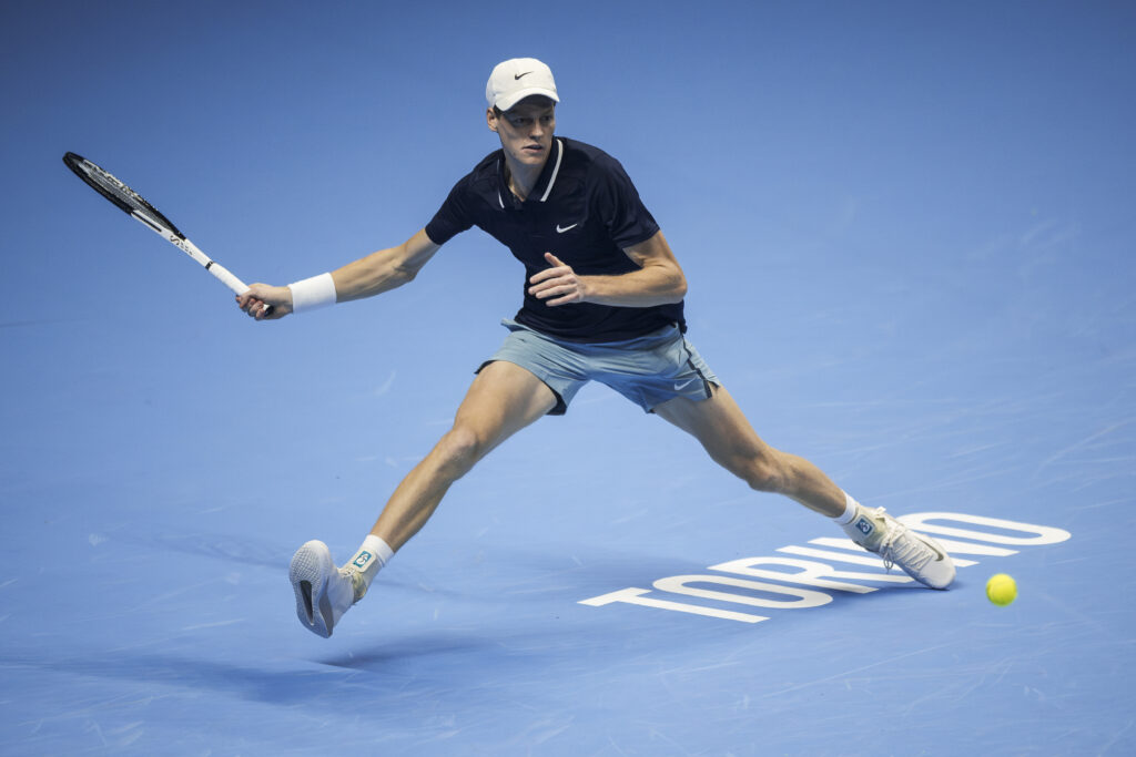 Jannik Sinner of Italy plays a forehand during his final