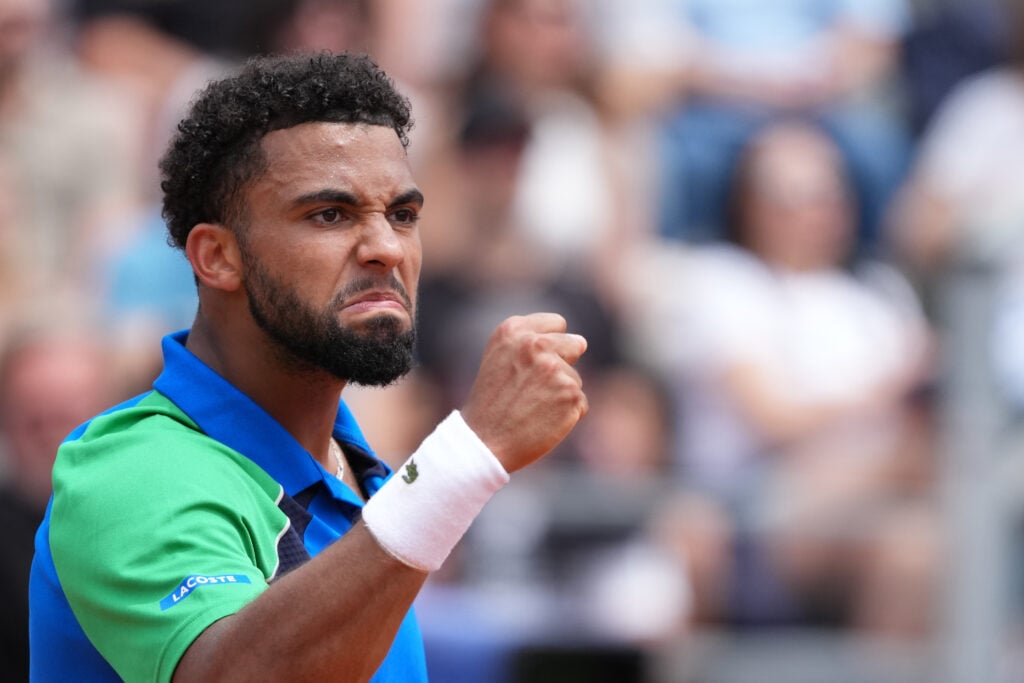 Arthur Fils celebrating during his win over Stefanos Tsitsipas at the 2025 Italian Open