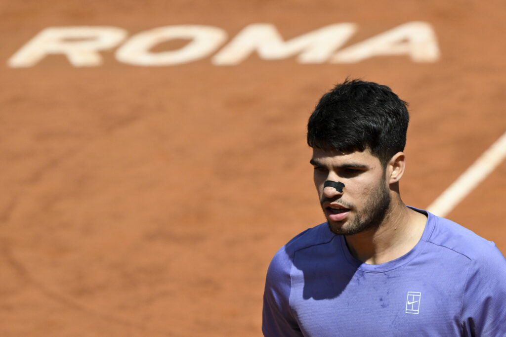 Carlos Alcaraz of Spain during the match against Karen