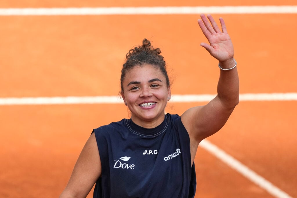 Jasmine Paolini of Italy celebrates during the match against