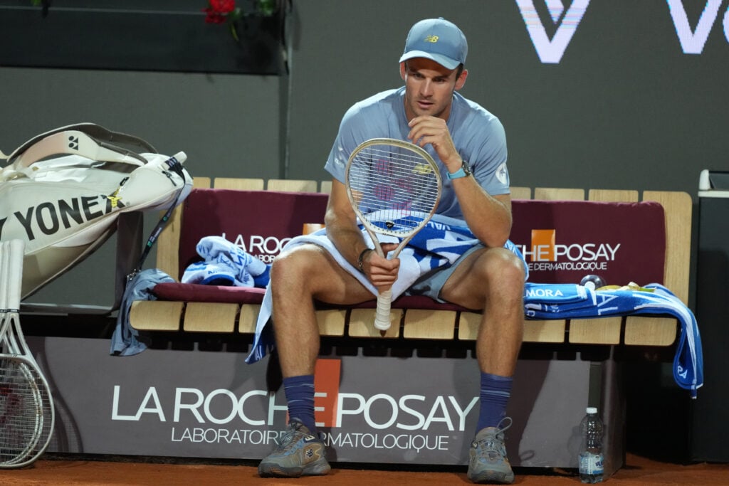 Tommy Paul reacts during the 2025 Italian Open