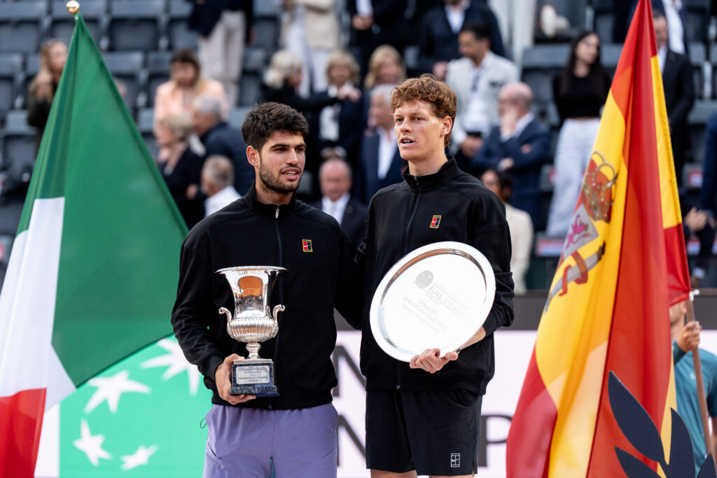 Carlos Alcaraz and Jannik Sinner at the Italian Open.