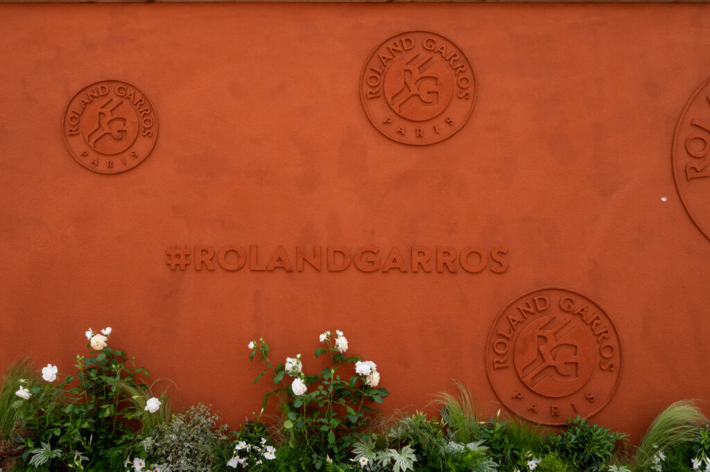 French Open logos on a wall in 2025