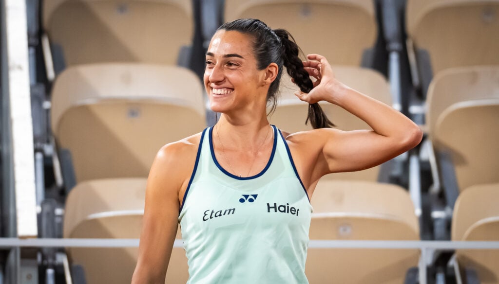 Caroline Garcia during practice ahead of the 2025 French Open.