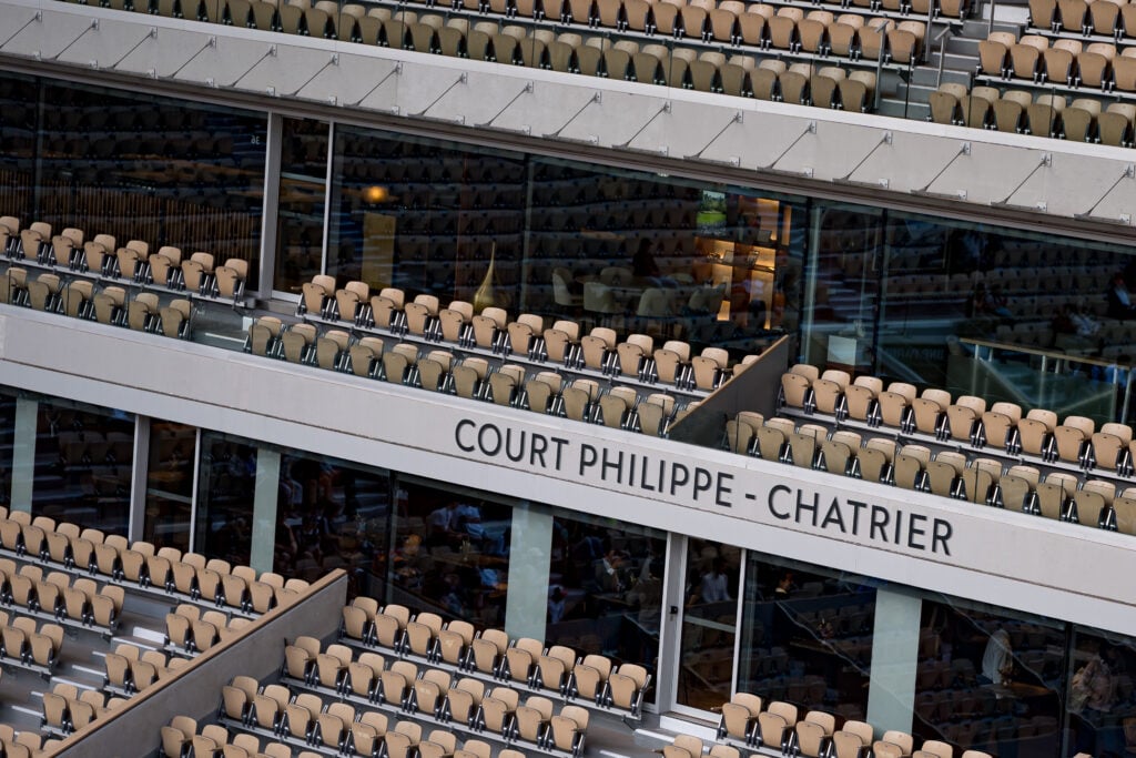 A general view of the stands inside Court Philippe-Chatrier.