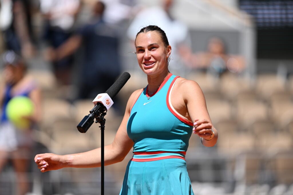 Aryna Sabalenka speaking after her win at the French Open